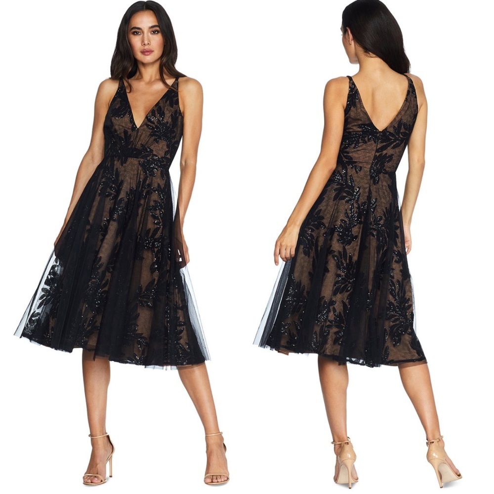 Dress the Population Black Lace Midi Dress